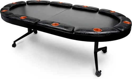 Triton - Mesa de póquer plegable para 10 jugadores con acabado de madera, portavasos estilo casino, reposabrazos acolchado suave, tapete portátil,