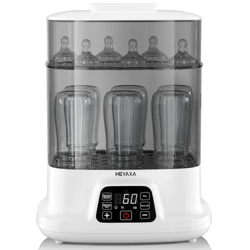 HEYAXA Steri-lizer y secadora para biberones, 10 botellas de gran capacidad, vaporizador eléctrico 4 en 1 y secadora para todas las botellas, piezas