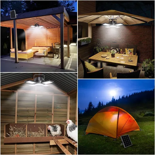 Miniatura 2 de Luz solar para interiores y exteriores, 176 LED con energía solar, luz colgante disponible durante el día, doble lámpara con sensor de movimiento