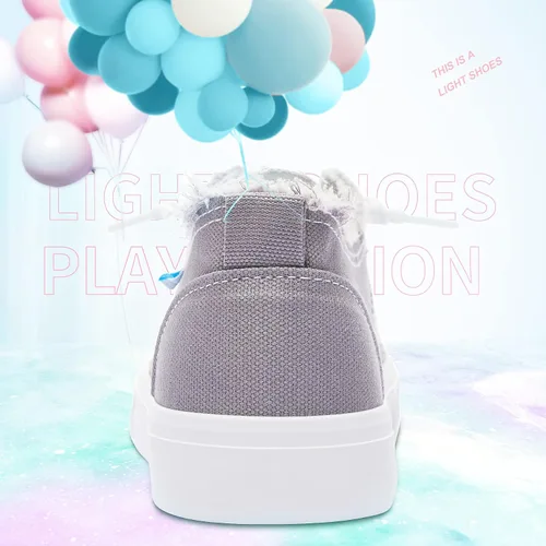 Miniatura 4 de Obtaom Play - Tenis de lona para mujer, color blanco deslavado y estampado de leopardo, sin cordones, a la moda