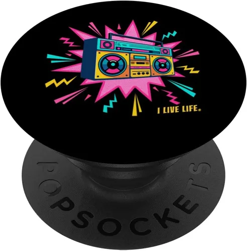 PopGrip adhesivo retro de los años 90, estilo Boombox Radio de los años noventa, estilo vintage, I Live Life PopSockets