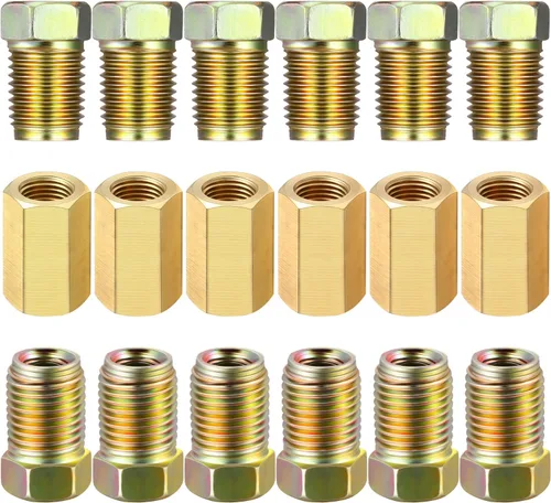 Miniatura 5 de Frienda Surtido de 12 piezas de accesorios de línea de freno de 3/8 pulgadas-24 hilos para tubo de 3/16 pulgadas (4 uniones, 8 tuercas)