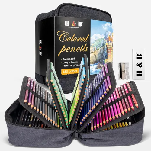Miniatura 9 de H & B - Juego de 72 lápices de colores, suministros de arte a base de aceite con núcleo suave para adultos y principiantes, ideal para bocetos