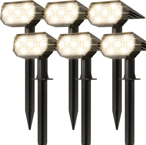 Miniatura 13 de Ensenior Focos solares para exteriores, 56 LEDs con brillo ajustable, 6500K, luces solares LED de jardín, iluminación de paisaje para Halloween