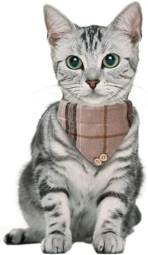 Miniatura 5 de Faleela Breakaway Collar de gato con campanas, paquete de 2 collares para gatos con campanas, collares de gato con bandana, accesorios para collares