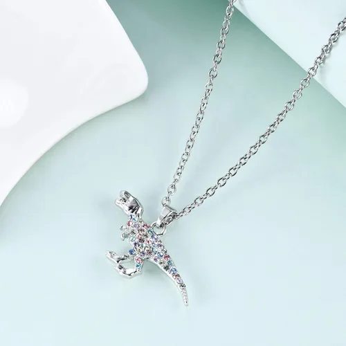 Miniatura 2 de luomart Collar con dije de dinosaurio T-Rex para niñas, regalo de joyería, regalo para amantes de los animales, colgante para mujer