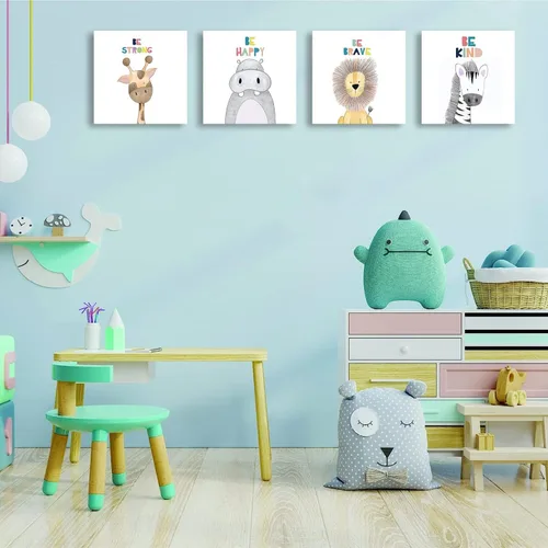 Miniatura 3 de Quzenu Safari Animal Baby Room Decor Canvas Prints Kids Art Frame Jungle Nursery Decor