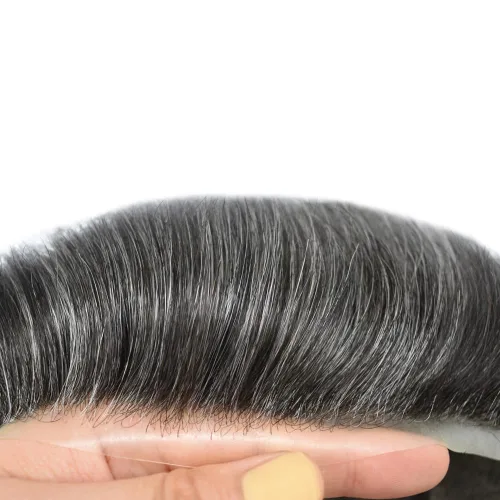 Miniatura 180 de Sistema de reemplazo de cabello de encaje francés para hombre, piezas de cabello de aspecto natural, encaje frontal, negro, marrón, rubio, gris