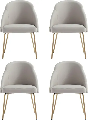 Miniatura 10 de Manhattan Comfort Gracie - Juego de 1 sillas de comedor modernas de piel sintética, asiento tapizado de piel sintética, patas de acero, espuma
