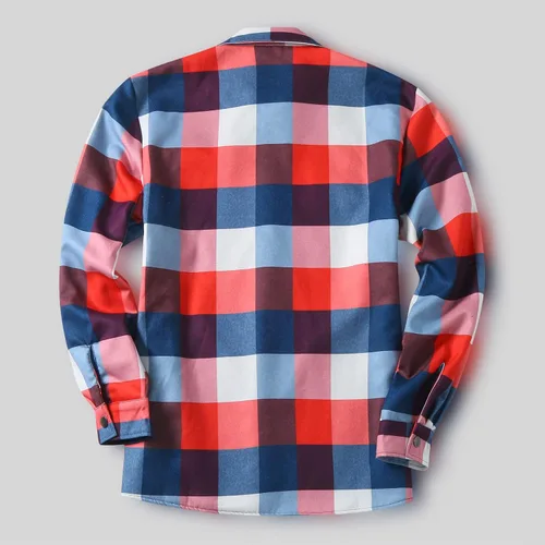 Miniatura 17 de Camisas casuales de franela de manga larga con botones y ajuste regular para hombre para otoño e invierno con forro polar