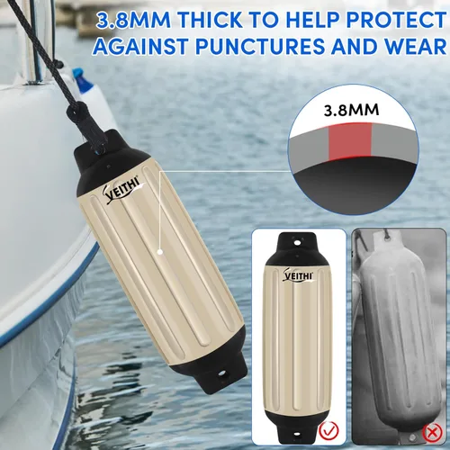 Miniatura 5 de Juego de 4 guardabarros para barco de 4.5/5.5/6.5/8.5/10/16 pulgadas, parachoques de vinilo con ojos gemelos acanalados, parachoques para barco