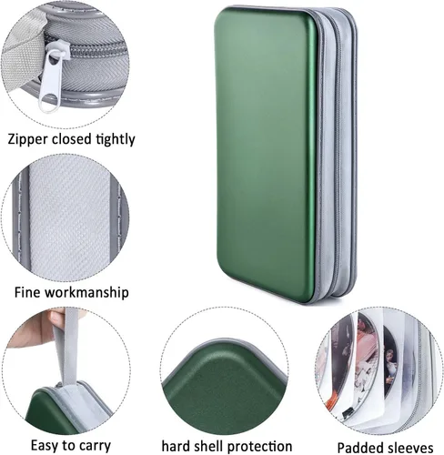 Miniatura 2 de Funda Cartera para CD, capacidad para 80 DVD VCD medios Blu-ray, estuche cartera soporte organizador de almacenamiento (verde oscuro)