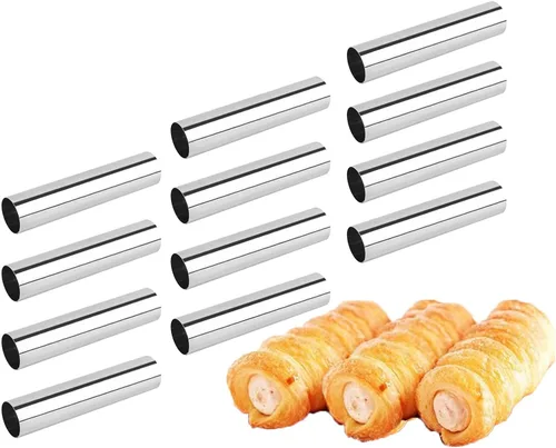 Miniatura 3 de FantasyDay - Moldes antiadherentes para cuerno de color crema, de acero inoxidable, 4.72 pulgadas, kit de tubos de cannoli de gran tamaño, paquete #1