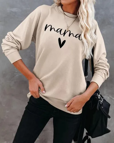 Miniatura 2 de Dressmine Sudadera casual de manga larga para mujer, cuello redondo, con gráficos, holgada, sin botones
