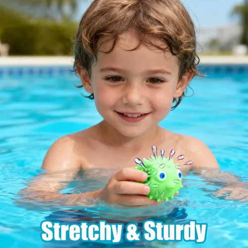 Miniatura 5 de uvitaya - 4 bolas de agua de pez globo, juguetes sensoriales para aliviar el estrés flotantes, juguetes de piscina para niños, bolas de agua