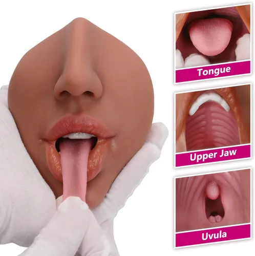 Miniatura 4 de Masturbador masculino Boca para adultos Juguetes sexuales 3 en 1 Muñeca sexual Hombres Masturbación Marrón