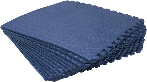 Miniatura 3 de 12 x (48 pies cuadrados) azul tapete de piso de gimnasio de 24 x 24 pulgadas de espuma EVA entrelazada para ejercicio de fitness, rompecabezas