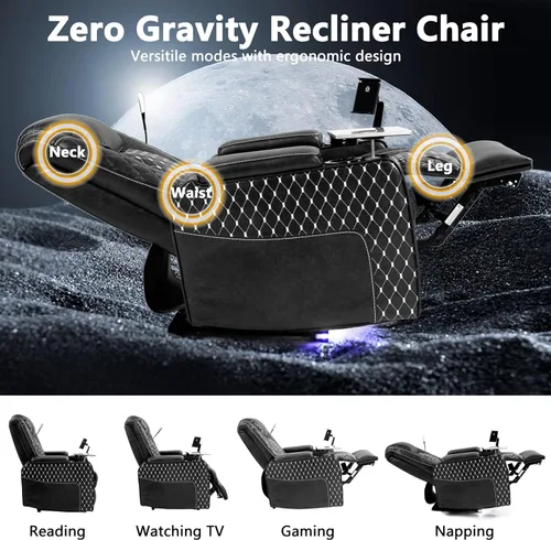 Miniatura 3 de JIKFRIMA Power Zero Gravity - Silla reclinable para adultos, de cuero transpirable, asiento de cine en casa ajustable con portavasos inteligentes