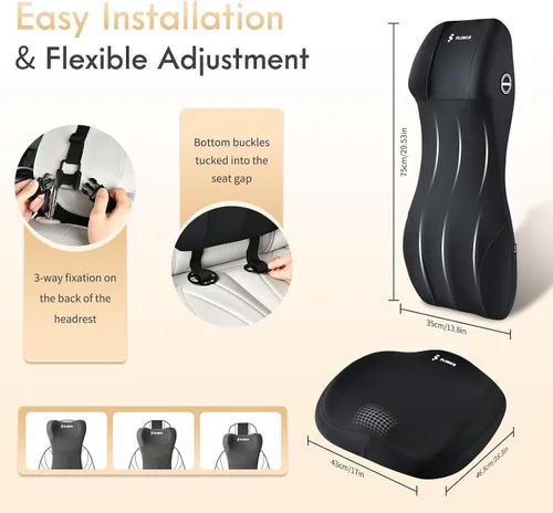 Miniatura 6 de FLORICH Cojín para Asiento de Automóvil y Almohada de Reposacabezas con Soporte Lumbar de Espuma Viscoelástica Cojín Ergonómico para Automóvil