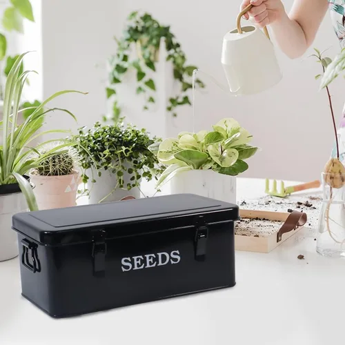 Miniatura 4 de Caja de almacenamiento de semillas, contenedor de semillas de metal, organizador de almacenamiento de semillas con tapa, caja de almacenamiento