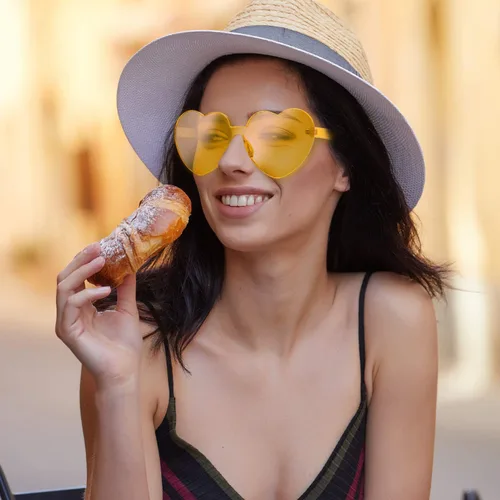 Miniatura 6 de Maxdot - Lentes de sol transparentes sin marco con forma de corazón para fiestas
