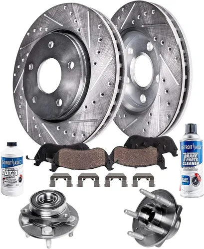 Miniatura 54 de Detroit Axle - Rotores de freno para Ford 2013-2019 Explorer Taurus Flex Lincoln MKT MKS, rotores de freno de disco ranurados perforados de repuesto