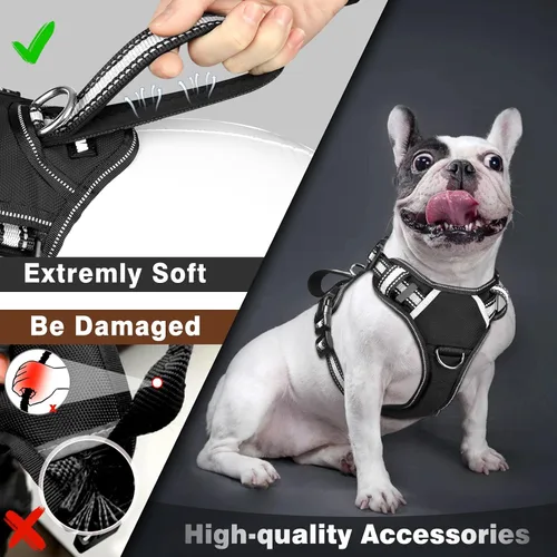 Miniatura 2 de Arnés para perro de servicio WINSEE sin tirones con 7 parches para perros, arnés reflectante para mascotas con asa acolchada y duradera