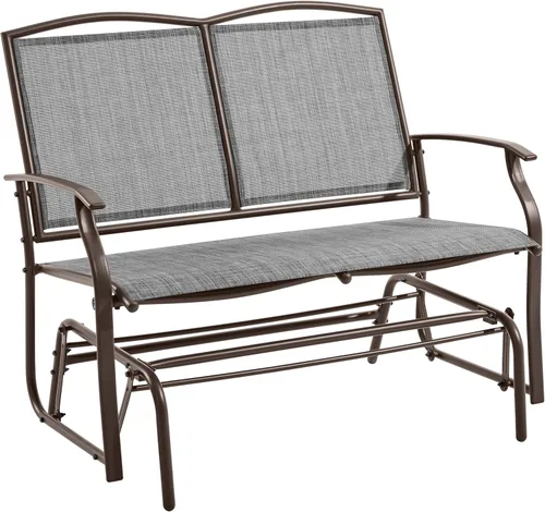 Miniatura 10 de Yaheetech Banco planeador al aire libre para 2 personas, silla mecedora para patio, sofá biplaza para patio trasero, piscina, jardín, porche, marco