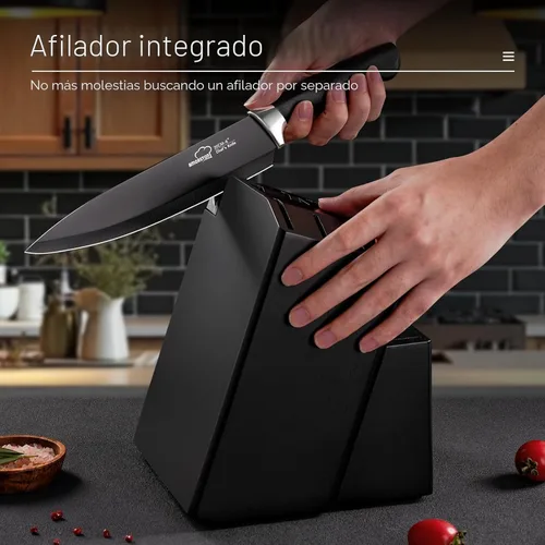 Miniatura 5 de Juego de Cuchillos, Amorston 21 Piezas Juego de Cuchillos de Cocina con Bloque y Afilador, Juego de Cuchillos Ultra Afilados con Mangos Ergonómicos