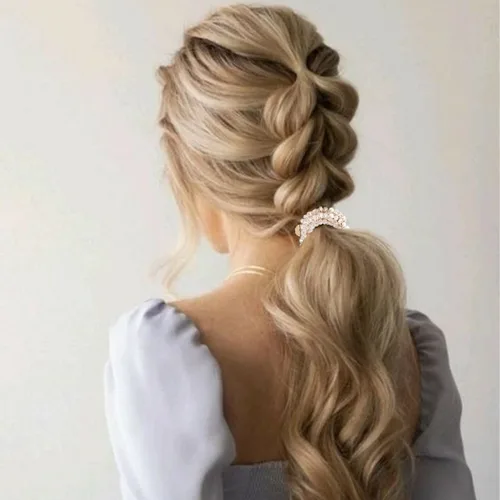 Miniatura 8 de Brinie Bandas elásticas para el cabello, bandas elásticas blancas para el cabello, bandas para el cabello con cuentas para coleta, accesorios