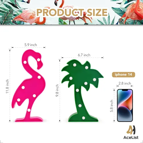 Miniatura 2 de AceList Tropical Luau Party Supplies Flamingos Palm Trees Sign Light para decoración de fiesta temática hawaiana cumpleaños dormitorio decoración