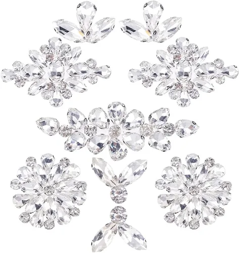 Miniatura 12 de FINGERINSPIRE 2 parches de diamantes de imitación (plata, 24.1x9.4 cm) Parches termoadhesivos con cristales de fantasía color AB brillantes