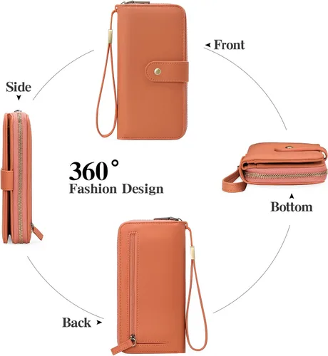 Miniatura 4 de GAEKEAO Cartera de mano para mujer, con bloqueo RFID, de piel, de gran capacidad, con correa de mano