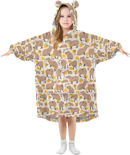 Miniatura 22 de Mantas portátiles para niños, sudadera con capucha tipo manta de gran tamaño, suave y cálida, regalos para niños, niñas y adolescentes de 3 a 14