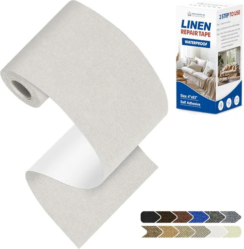 Miniatura 13 de KING MOUNTAIN Parches de reparación de lino fino, tela autoadhesiva, 8 x 11 pulgadas, 2 unidades, multicolor, para sofá de lino (beige)