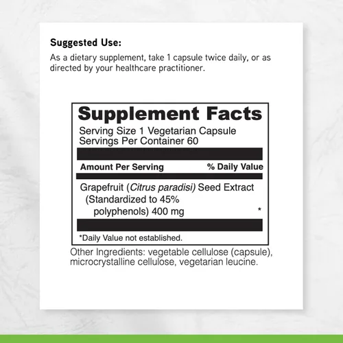 Miniatura 6 de DAVINCI Labs Extracto de semilla de pomelo 400 mg – Apoya la salud intestinal digestiva y digestiva – Sin gluten, vegetariano – 60 cápsulas