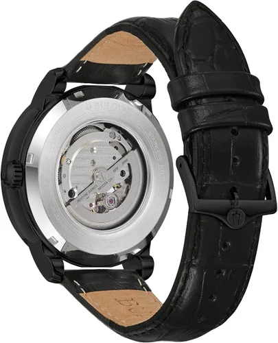 Miniatura 3 de Bulova Men's Classic 3-Hand Automatic Leather Strap Watch, 21-Jewels, Hack Feature, Luminous Hands and Markers,Open Aperture and Exhibition Case Back
