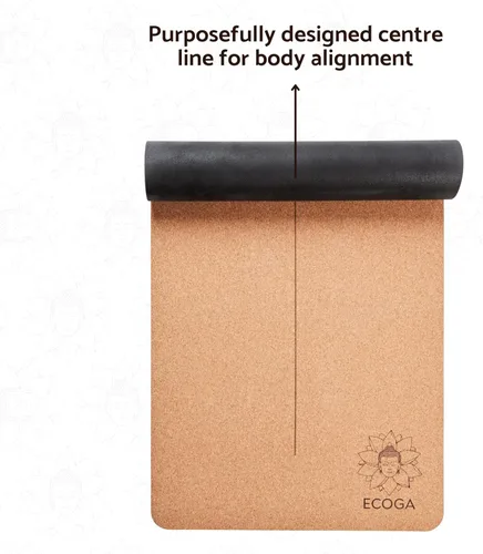 Miniatura 2 de Esterilla de yoga de corcho premium con marcas de alineación – Esterilla de yoga caliente antideslizante de 0.197 in de grosor – Ecológico no tóxico