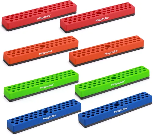 Miniatura 9 de Mayouko 6 soportes magnéticos hexagonales de 1/4 pulgadas, 258 agujeros, soporte para brocas de 1/4 pulgadas, 6 estantes, soporte magnético