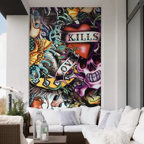 Miniatura 85 de SIGNFORD - Papel tapiz de colorido diseño de graffiti, removible para dormitorio o sala de estar, 100 x 144 pulgadas Graffitis-1911-m04