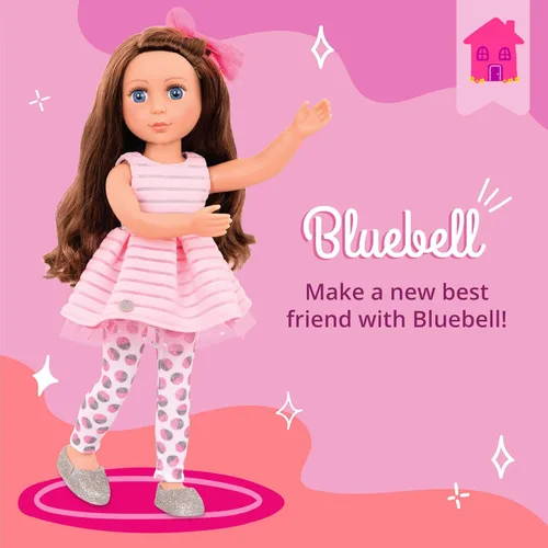 Miniatura 2 de Glitter Girls – Muñeca de moda de 14 pulgadas – Cabello castaño y ojos azules – Vestido rosa, zapatos brillantes y lazo para el cabello – Muñecas