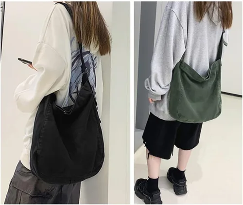 Miniatura 7 de Bolso bandolera grande de lona para mujer, bolso de mano de moda, bolso de viaje vintage, bolso cruzado
