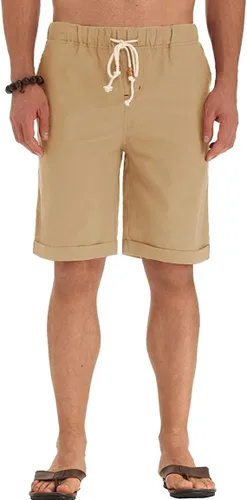 Miniatura 25 de Sailwind Pantalones cortos de lino para hombre, pantalones cortos casuales de playa con cordón
