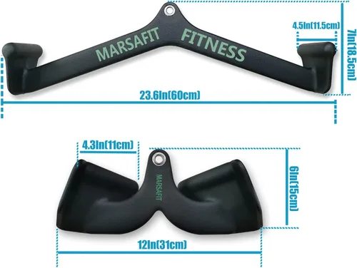 Miniatura 2 de MARSAFIT Gimnasio en casa, fitness, remo, barra en T, polea en V, accesorio para máquina de cable, barra de bíceps Curl Tricep LAT Pulldown Bar Back