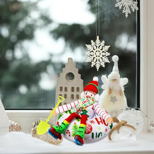 Miniatura 5 de Jenaai Juego de 9 Piezas de Accesorios para Muñeca de Navidad, Ropa de Muñeca de Navidad Incluye Orejeras, Bufanda, Suéter, Bota, Tubo de Nieve