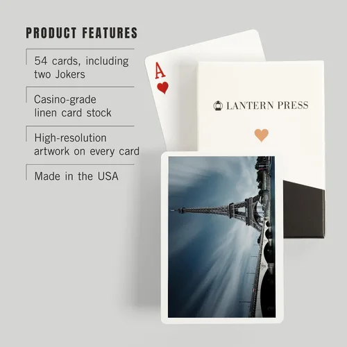 Miniatura 3 de Lantern Press París, Francia, Torre Eiffel (52 cartas de juego, baraja de cartas de tamaño póquer con comodines)