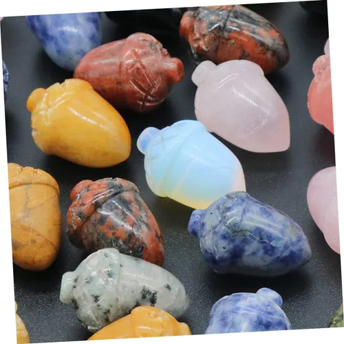 Miniatura 8 de Happyyami 6 piezas de conos de pino de piedra para regalo de cristal curativo, decoración de macetas de roca de cristal, conos de pino, adorno