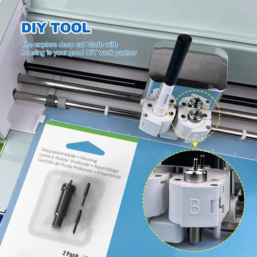 Miniatura 5 de Carcasa negra de corte profundo + hoja de punta profunda de repuesto compatible con máquinas de corte Air2/Air3/Maker/Maker, 3, materiales más