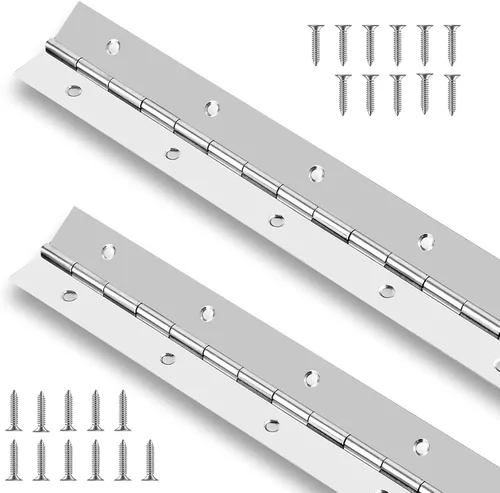 2 piezas bisagras de piano de 12 pulgadas de acero inoxidable continuas y bisagras de piano resistentes, grosor de hoja de 0.04 pulgadas, longitud