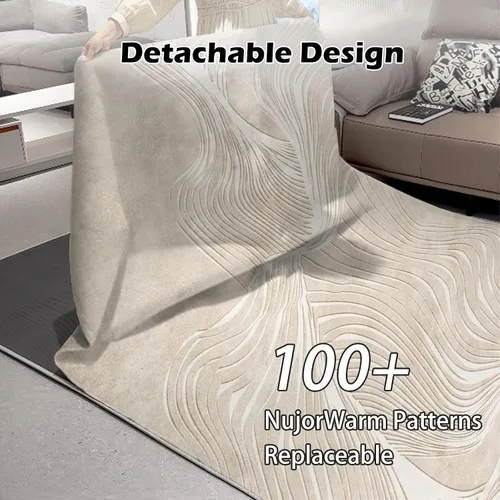Miniatura 2 de Alfombra térmica lavable con calefacción eléctrica, superficie de felpa desmontable con calentamiento rápido para oficina, sala de estar, comedor
